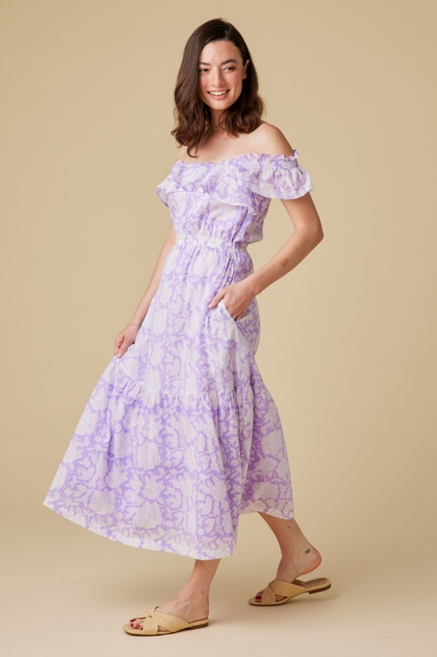 ines midi dress Ins lace floral embroidered cut-out midi dress in Pink, XL / Pink