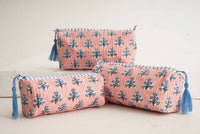 Block Print Quilted Makeup Bag (set of 3)