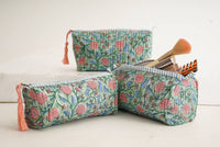Block Print Quilted Makeup Bag (set of 3)